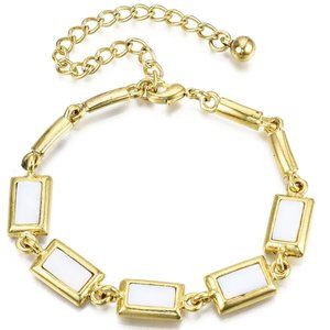 NWOT Classy, Nice Quality rectangle Link Bracelet, with Natural Freshwater Shell